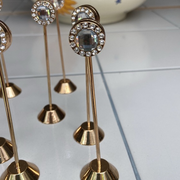 Set of 12 Gold and Crystal Table Card Holders - Picture 2 of 3